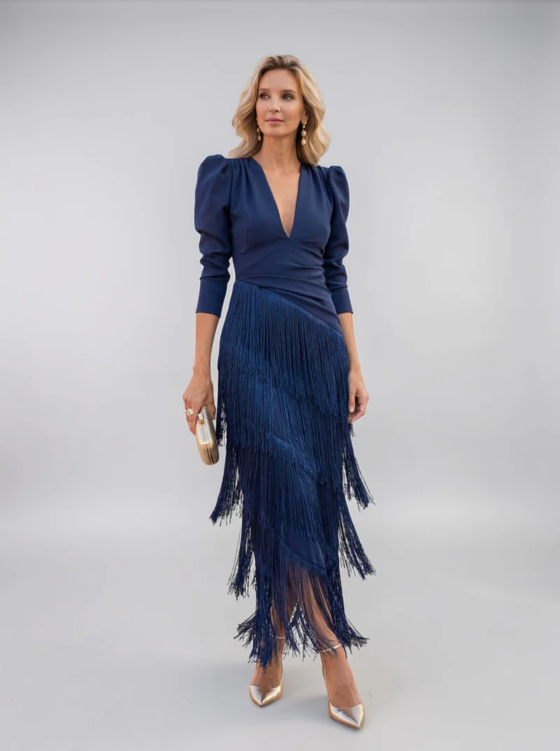Rylanya – Elegantes Kleid Mit Fransen