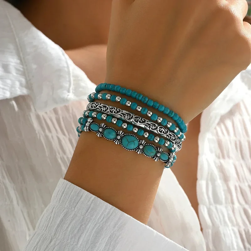 Nilay – Türkisfarbene Armbänder im Boho-Stil