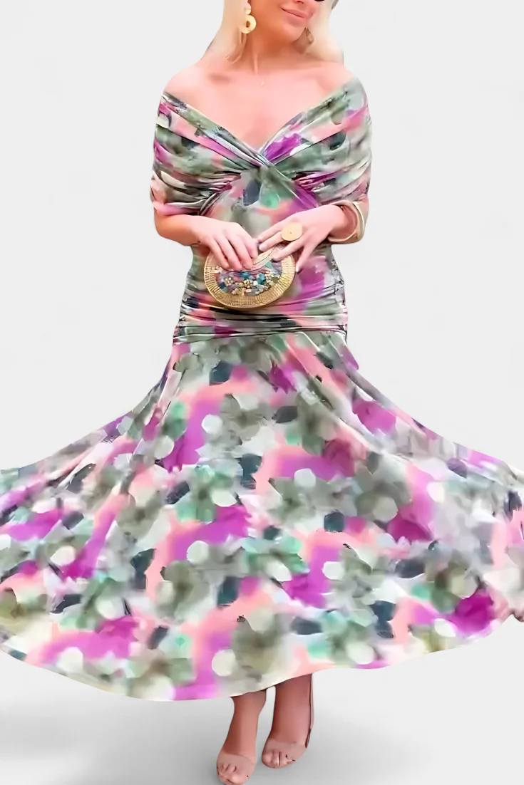 Alondra™ | V-Ausschnitt Langes Floral-Maxikleid