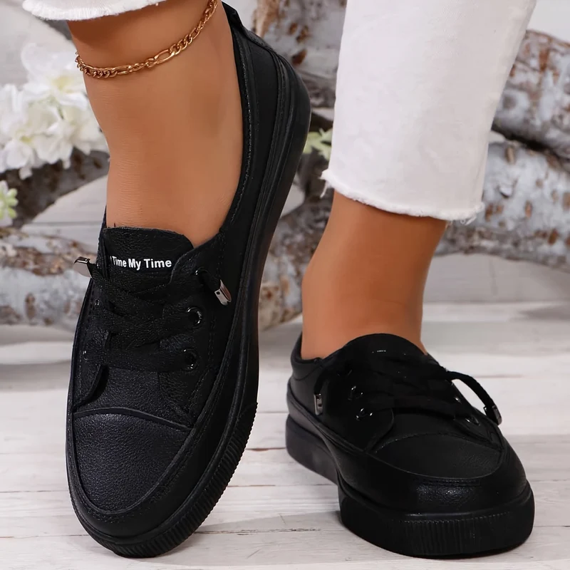 Damen weiße Schnürschuhe flach orthopädisch - atmungsaktive weiche Einlegesohle