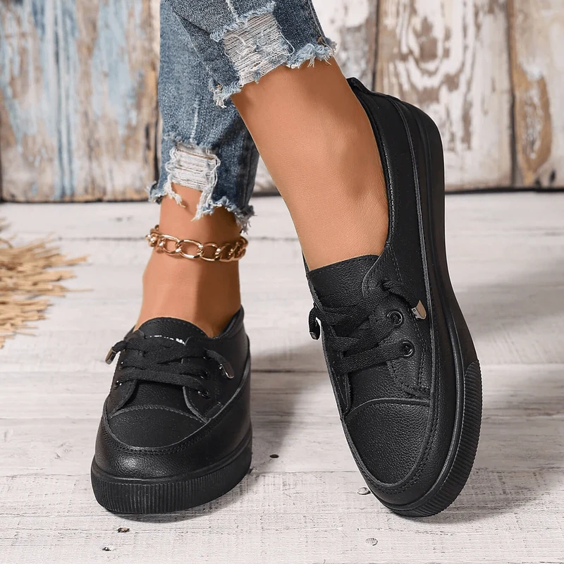 Damen weiße Schnürschuhe flach orthopädisch - atmungsaktive weiche Einlegesohle