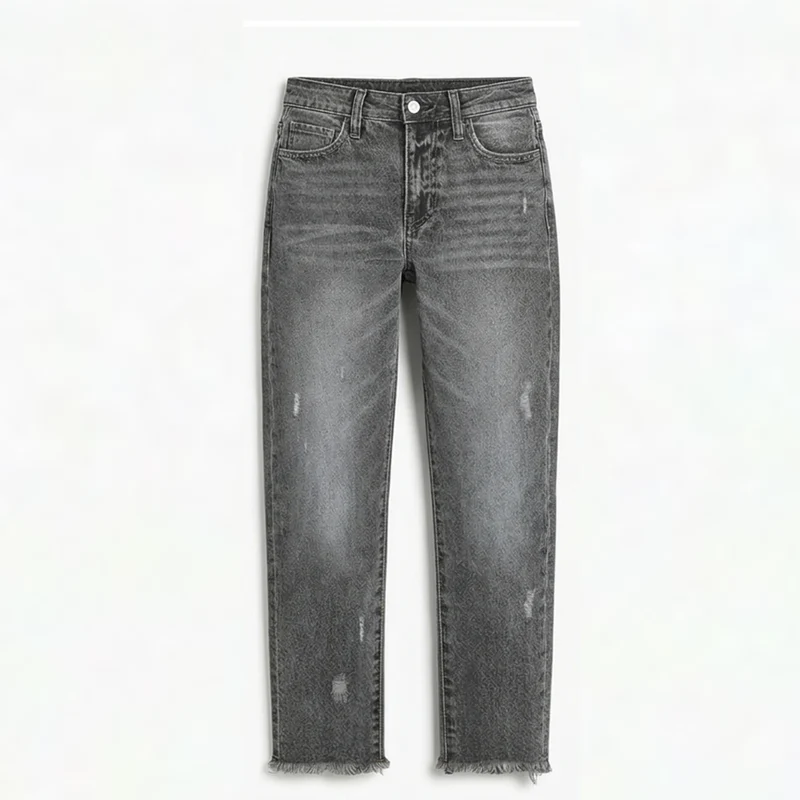 Vivara™ – Vintage-inspirierte, cropped Straight Leg Jeans mit Fransen