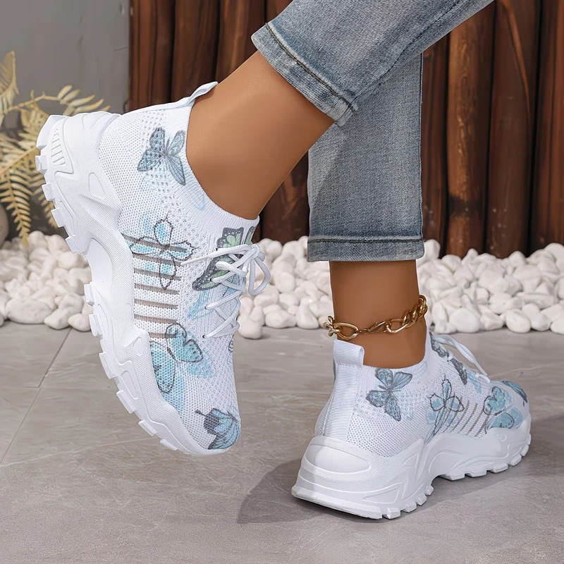 Destinee - Schmetterlingsmuster Schnür Turnschuh