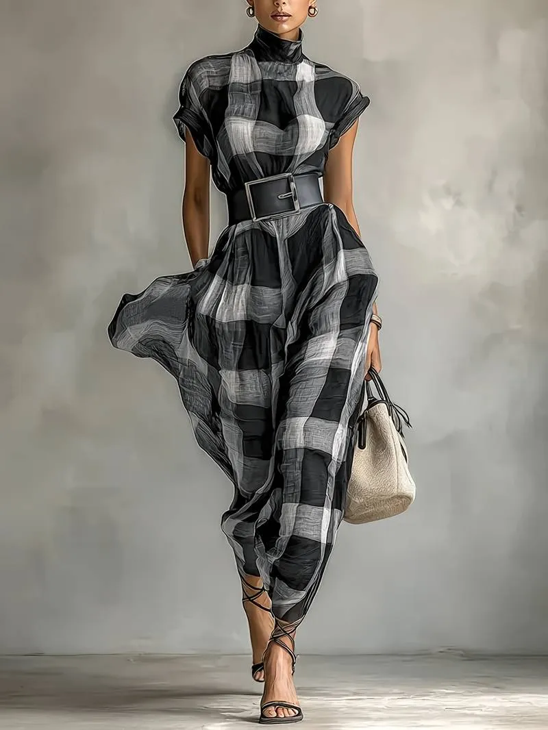 Nethara - Elegantes Herbst Kleid Mit Gürtel