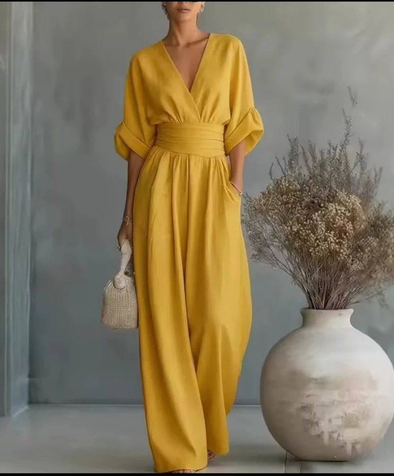 Aurore - Bequemer Jumpsuit Mit V-Ausschnitt