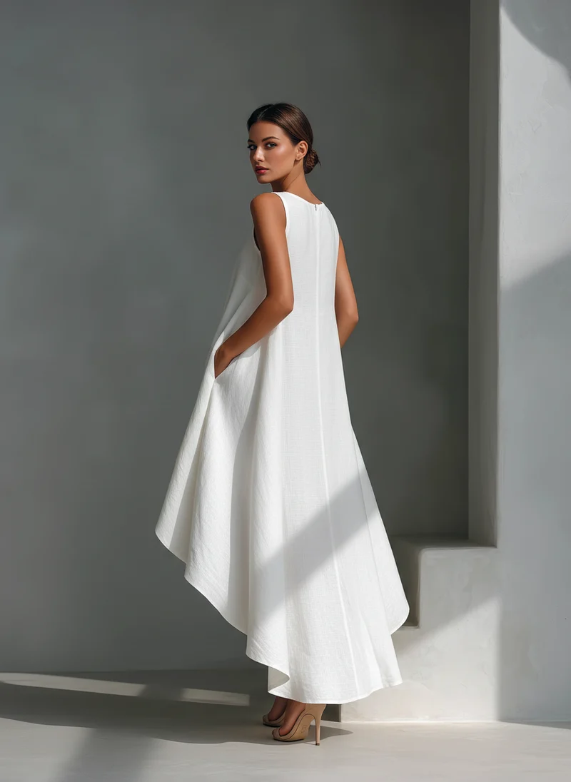 Alyna – Ärmelloses Midikleid Mit Asymmetrischem Saum