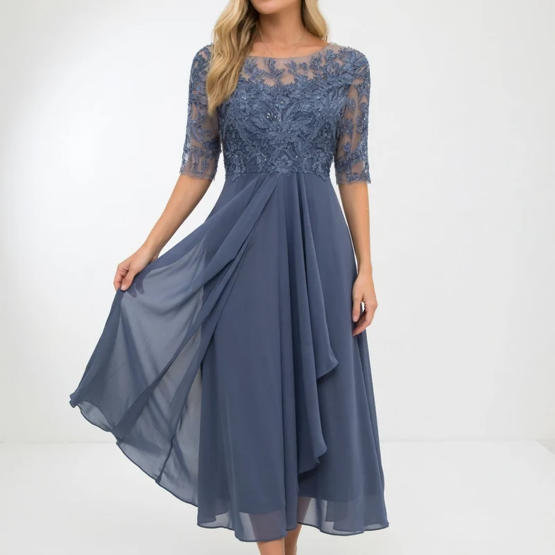 Zerda – Elegantes Midi Kleid Aus Spitze