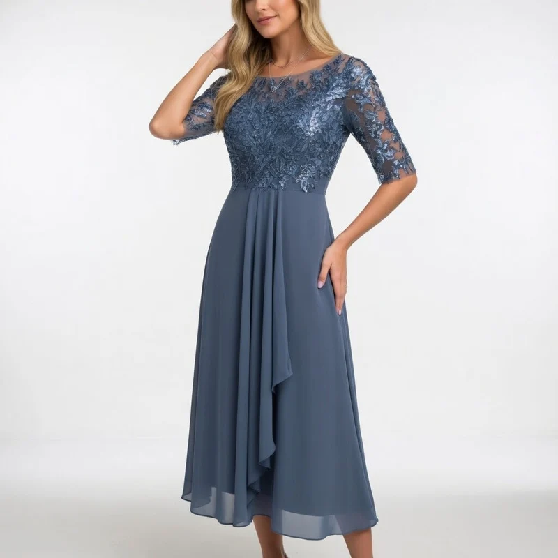 Zerda – Elegantes Midi Kleid Aus Spitze