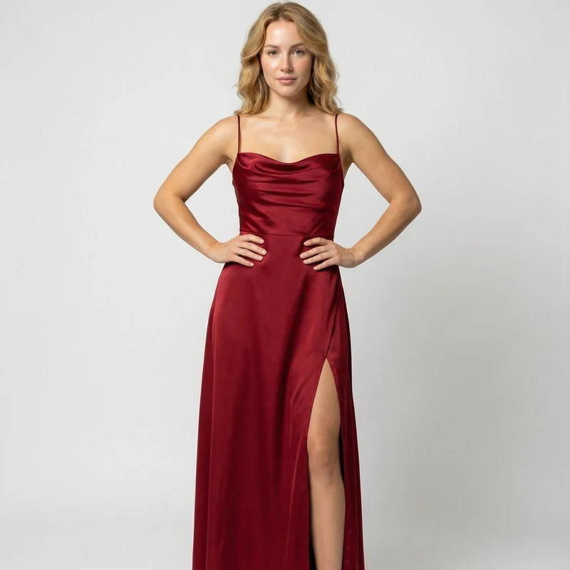 Maxi Kleid Damen | Elegantes Abendkleid lang mit Beinschlitz