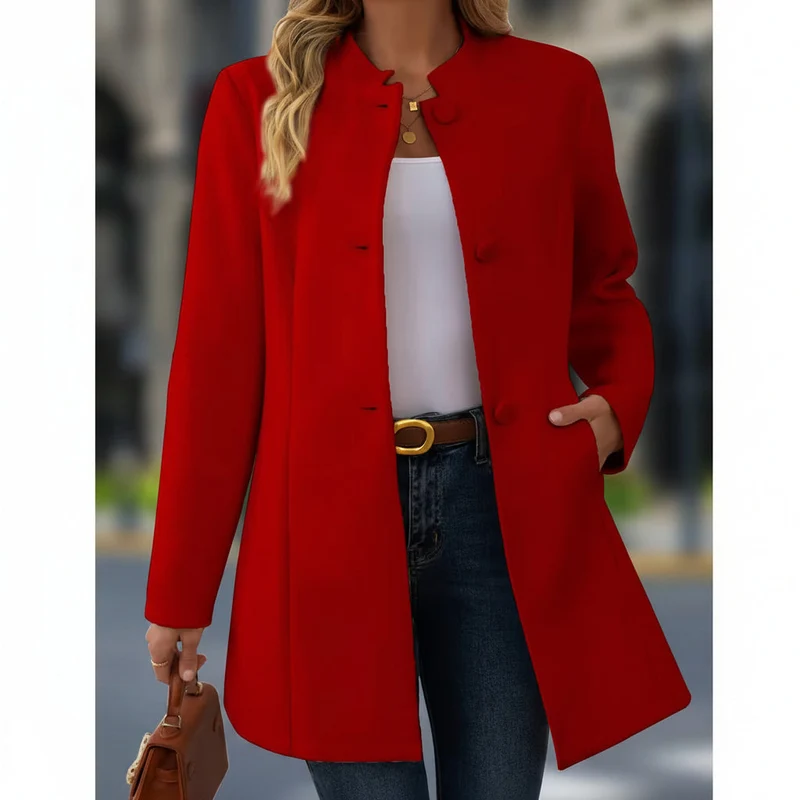 Übergangsjacke Damen – Kurzmantel mit Stehkragen & Knöpfen