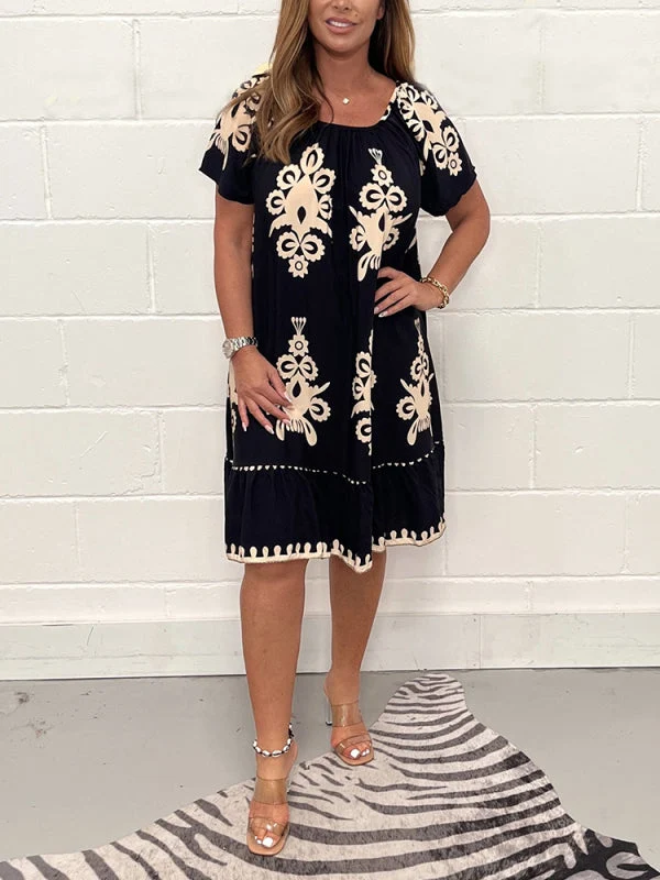 Ranee - Kleid Mit Geometrischem Muster Und Quadratischem Ausschnitt