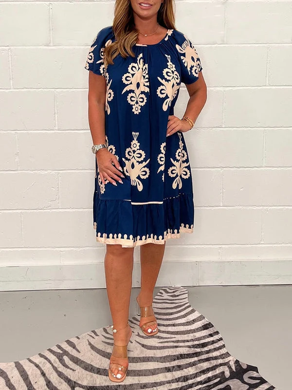 Ranee - Kleid Mit Geometrischem Muster Und Quadratischem Ausschnitt