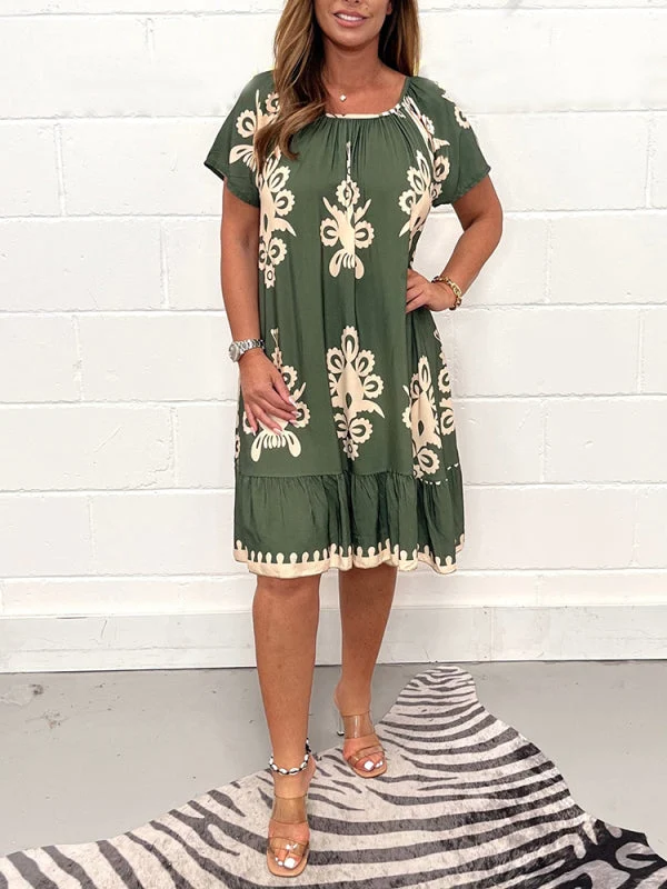 Ranee - Kleid Mit Geometrischem Muster Und Quadratischem Ausschnitt