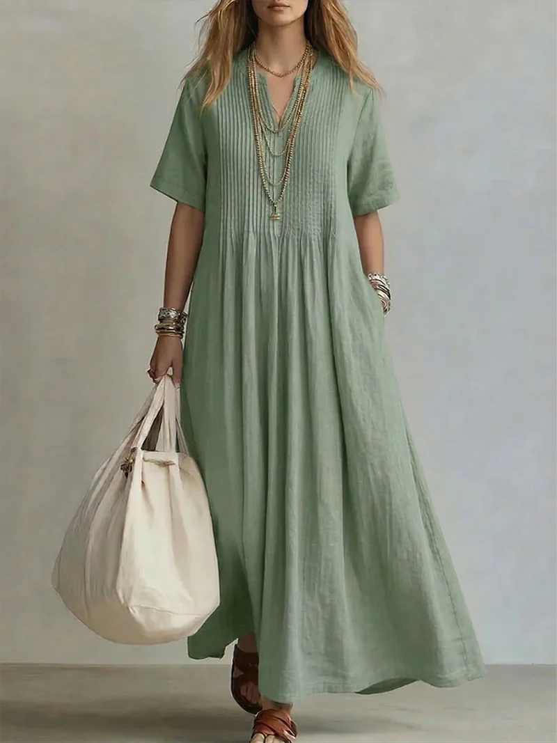 Betsaida – Elegantes Kleid Mit V-Ausschnitt Und kurzen Ärmeln