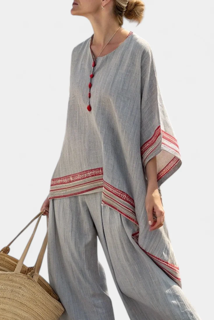 Rossella – asymmetrische Bluse und weite ethnische Hosen