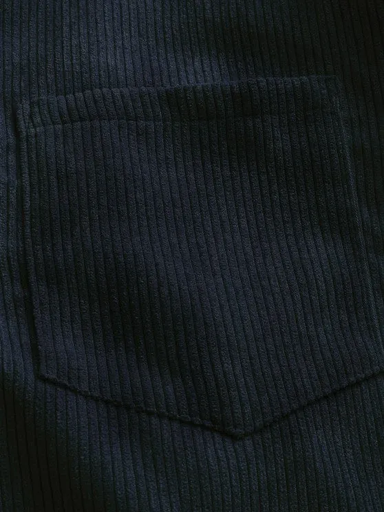 Herren Corduroy Langarmhemd mit halber Knopfleiste