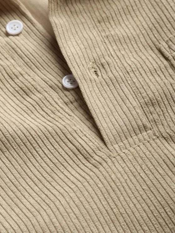 Herren Corduroy Langarmhemd mit halber Knopfleiste