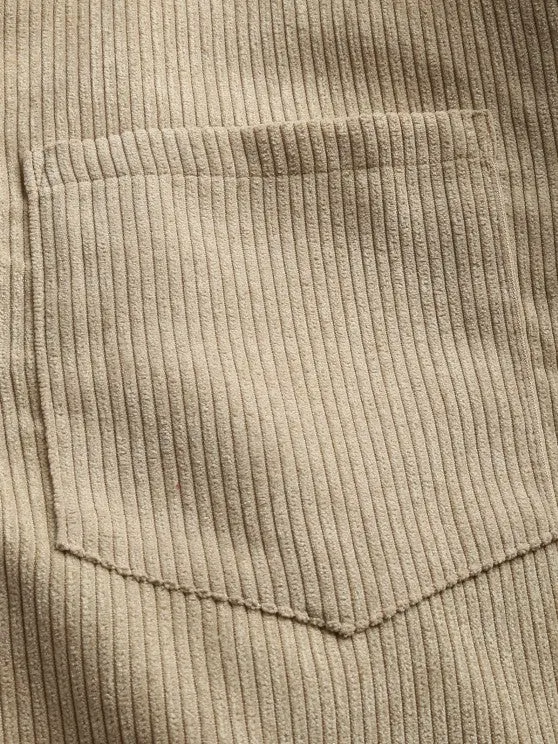 Herren Corduroy Langarmhemd mit halber Knopfleiste