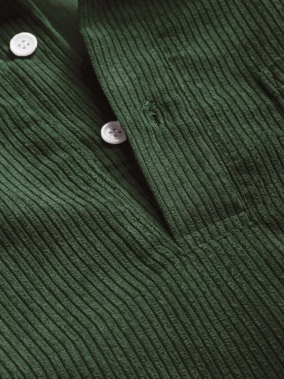 Herren Corduroy Langarmhemd mit halber Knopfleiste