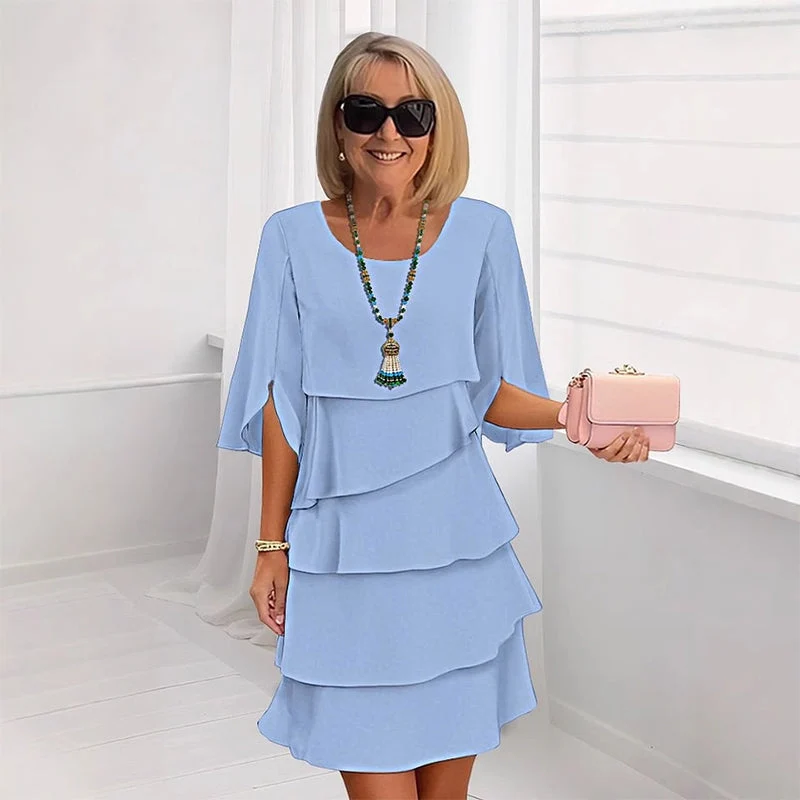 Chic Schichtkleid mit Puffärmeln für Frauen