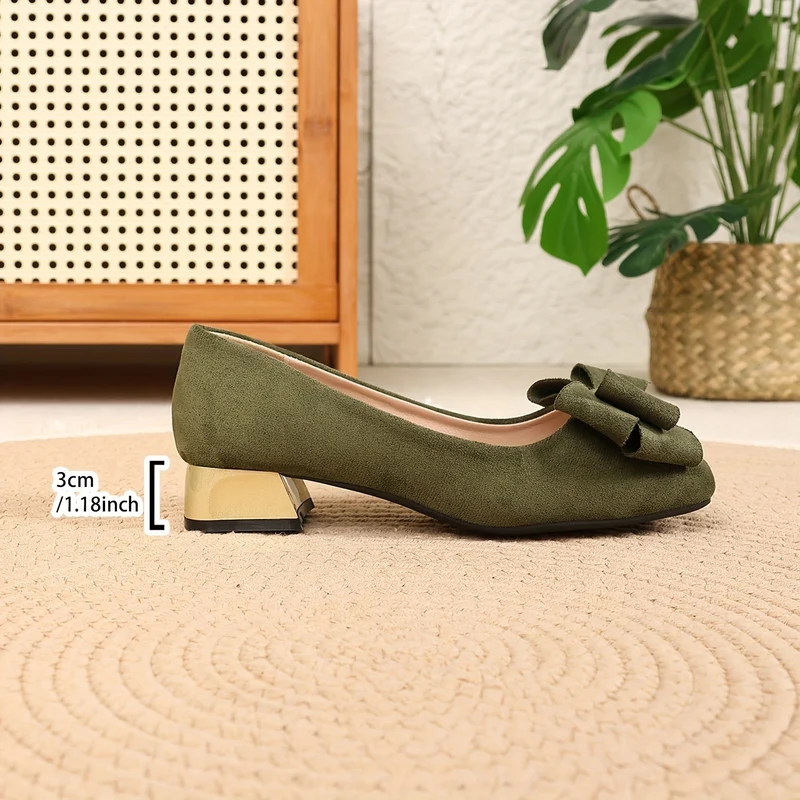 Schicke Damen-Bow-Schuhe mit stylischen dicken Absätzen