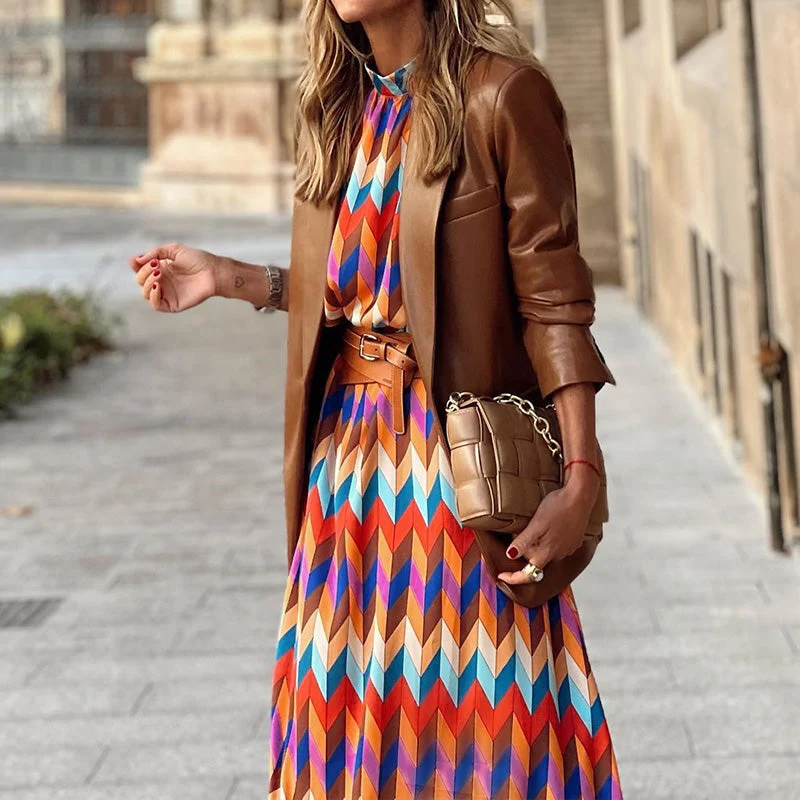 Cassandra - Lebhaftes Geometrisches Kleid