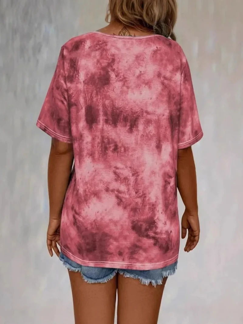 Rihanna – T-Hemd Mit V-Ausschnitt, Schnürung Und Tie-Dye-Optik