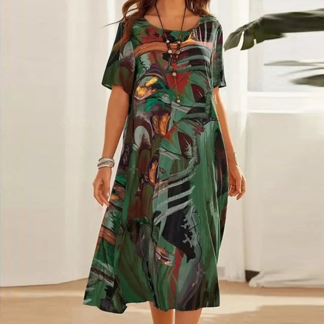 Dina Elegantes Abstraktes Harmonie Midi-Kleid