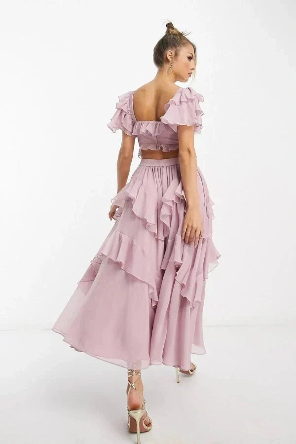 Freyna Kleid – Zweiteiliges Rüschen-Midi-Kleid mit Korsett