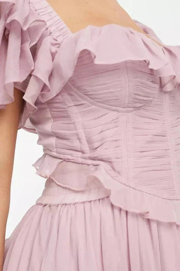 Freyna Kleid – Zweiteiliges Rüschen-Midi-Kleid mit Korsett
