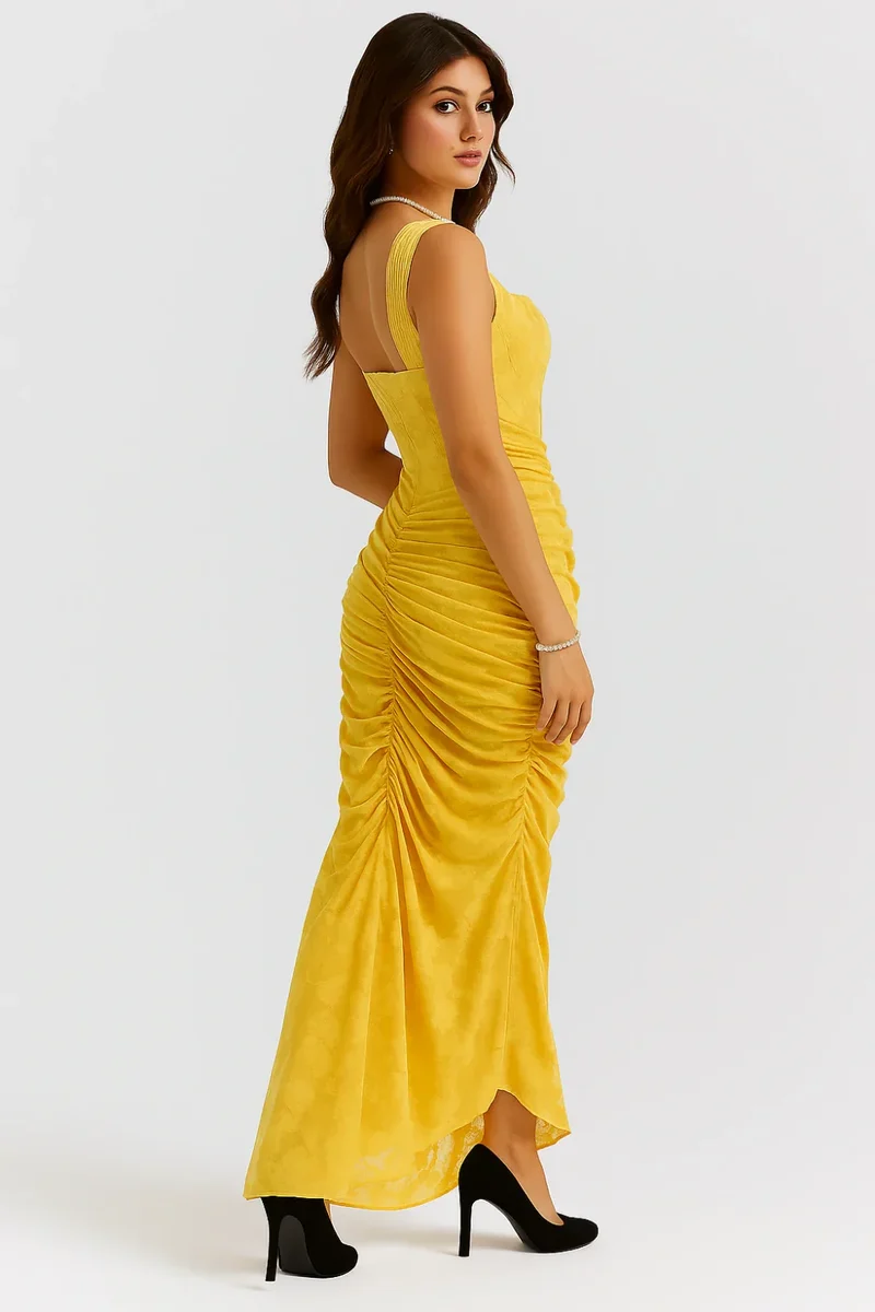 Arabella Kleid – Elegantes Korsett-Maxikleid mit Rüschen