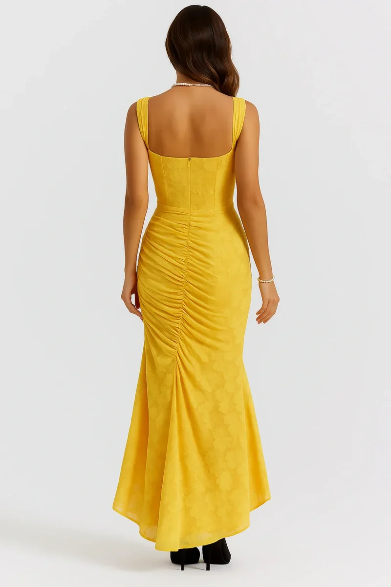 Arabella Kleid – Elegantes Korsett-Maxikleid mit Rüschen