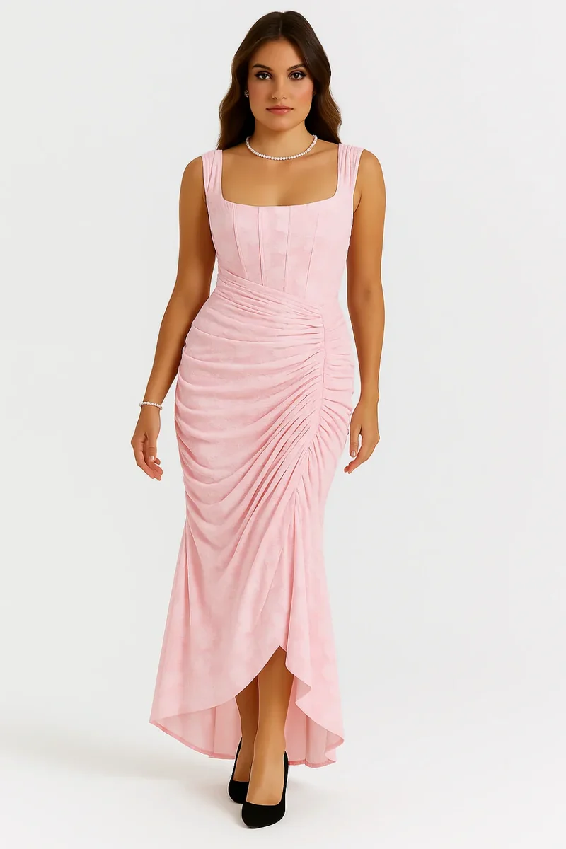Arabella Kleid – Elegantes Korsett-Maxikleid mit Rüschen