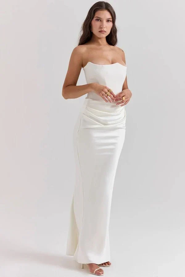 Sloane Dress – Trägerloses Korsett-Maxikleid aus Satin