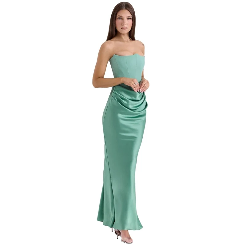 Sloane Dress – Trägerloses Korsett-Maxikleid aus Satin
