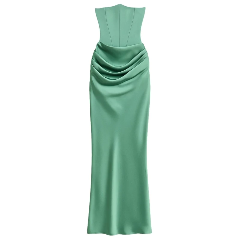 Sloane Dress – Trägerloses Korsett-Maxikleid aus Satin