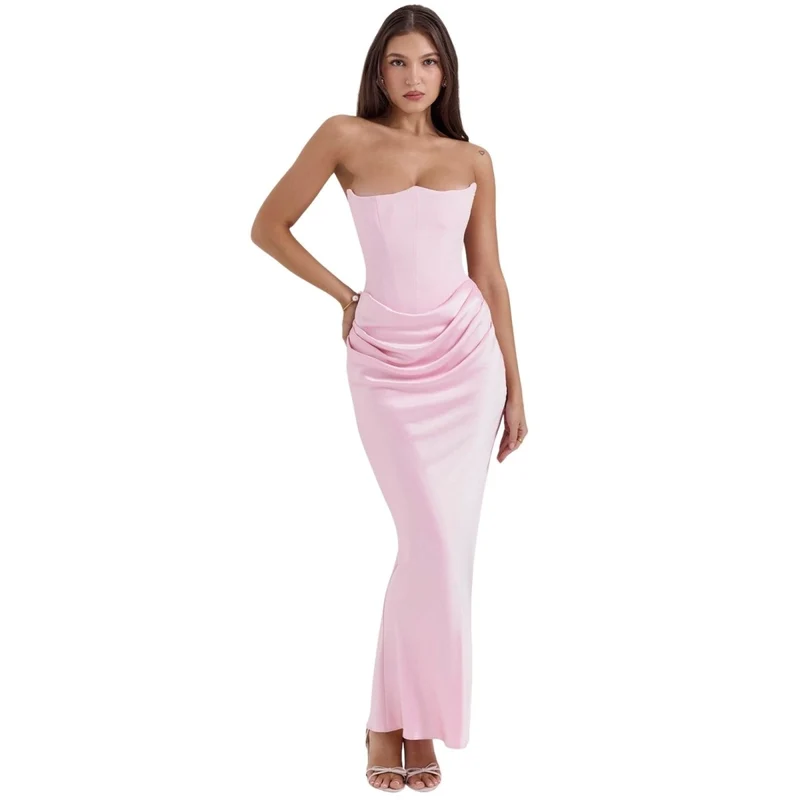 Sloane Dress – Trägerloses Korsett-Maxikleid aus Satin