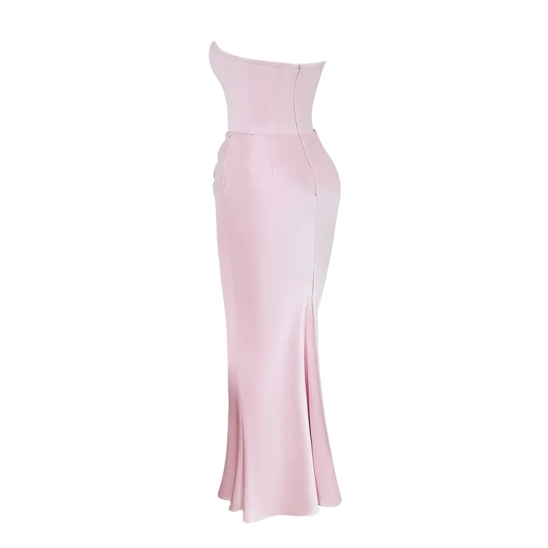 Sloane Dress – Trägerloses Korsett-Maxikleid aus Satin