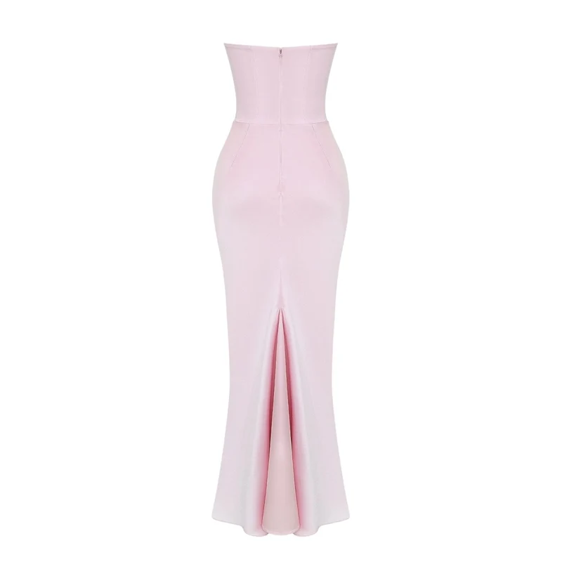 Sloane Dress – Trägerloses Korsett-Maxikleid aus Satin