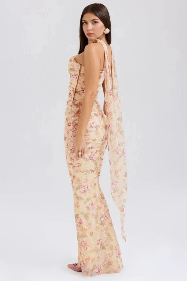 Hailey Kleid – Trägerloses Corsagen-Maxikleid mit Raffung