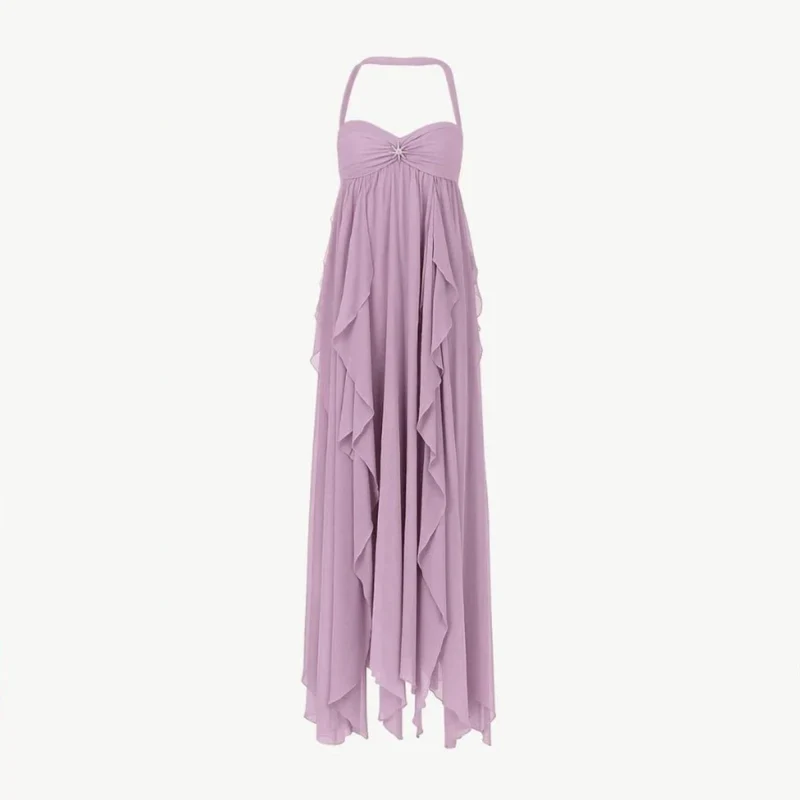 Ariel Kleid – Rückenfreies Maxi-Kleid mit Volants