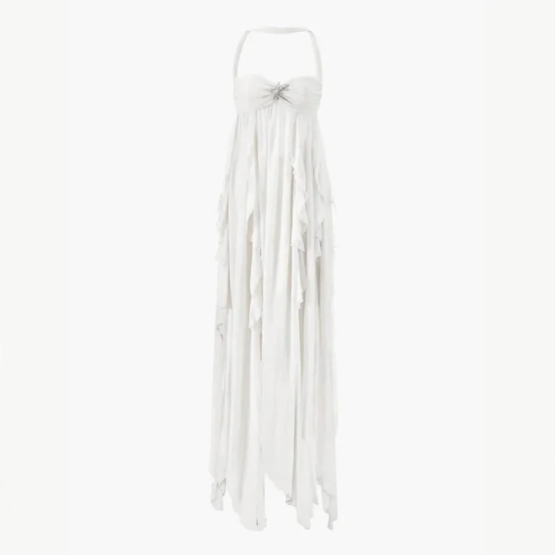 Ariel Kleid – Rückenfreies Maxi-Kleid mit Volants
