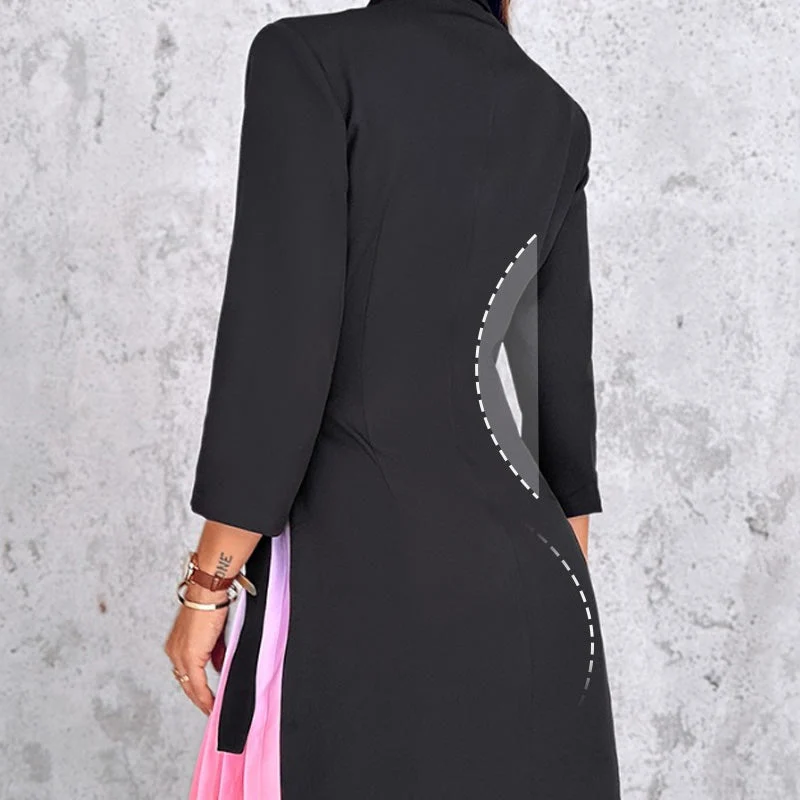 Meja - Ombre Plissee Blazer Kleid Mit Fallendem Kragen