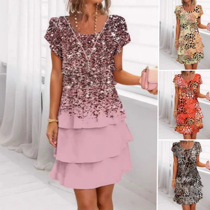 Jonna - Stilvolles Kleid Mit Leopard Enmuster Und Pailletten