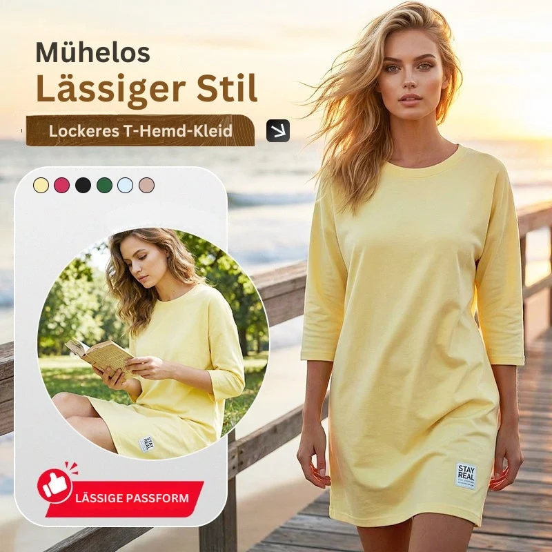 Sidsel – Elegantes T-Hemd-Kleid Mit Rundhalsausschnitt
