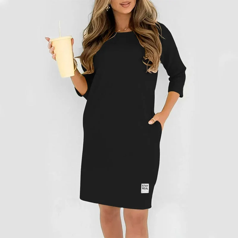 Sidsel – Elegantes T-Hemd-Kleid Mit Rundhalsausschnitt