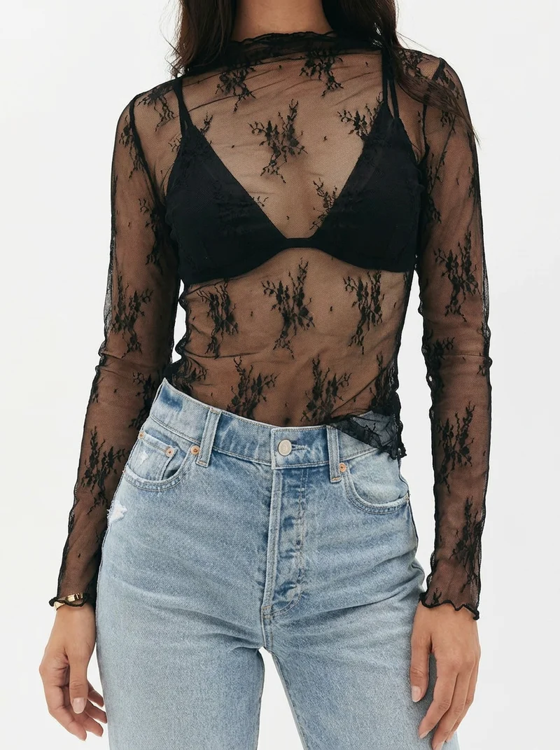 MARYAM™ - Einfarbiger Spitzenoberteil & Jumpsuit Ensemble mit Taschen