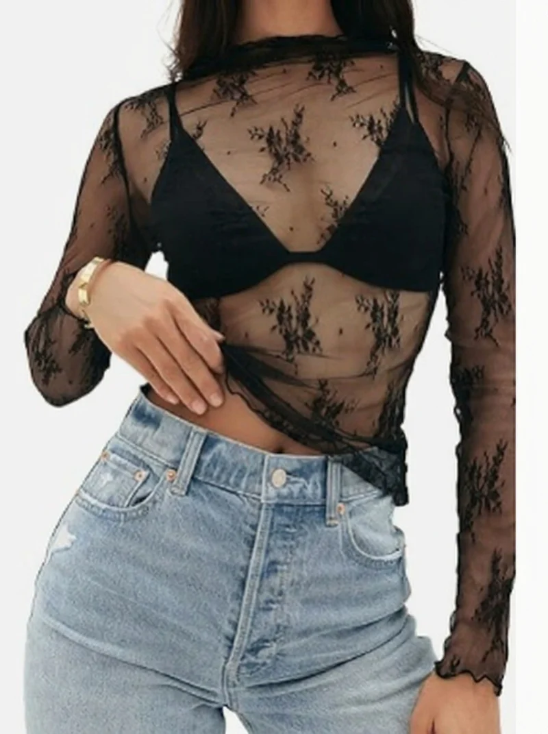 MARYAM™ - Einfarbiger Spitzenoberteil & Jumpsuit Ensemble mit Taschen