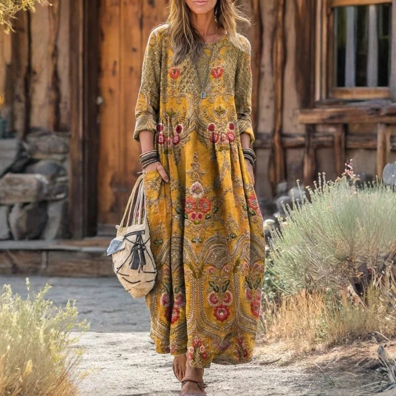 Evelyn | Retro-Stil Langarm Freizeitkleid