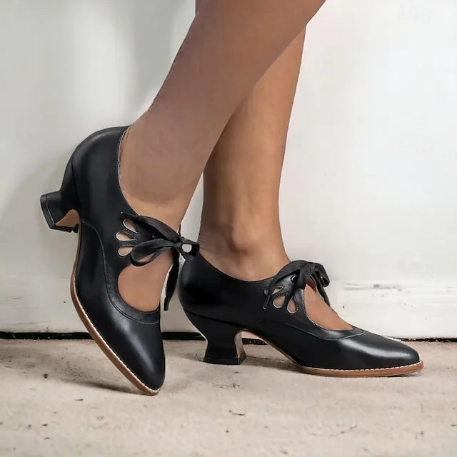 Zydrune - Vintage Leder Pumps Mit Hohem Absatz